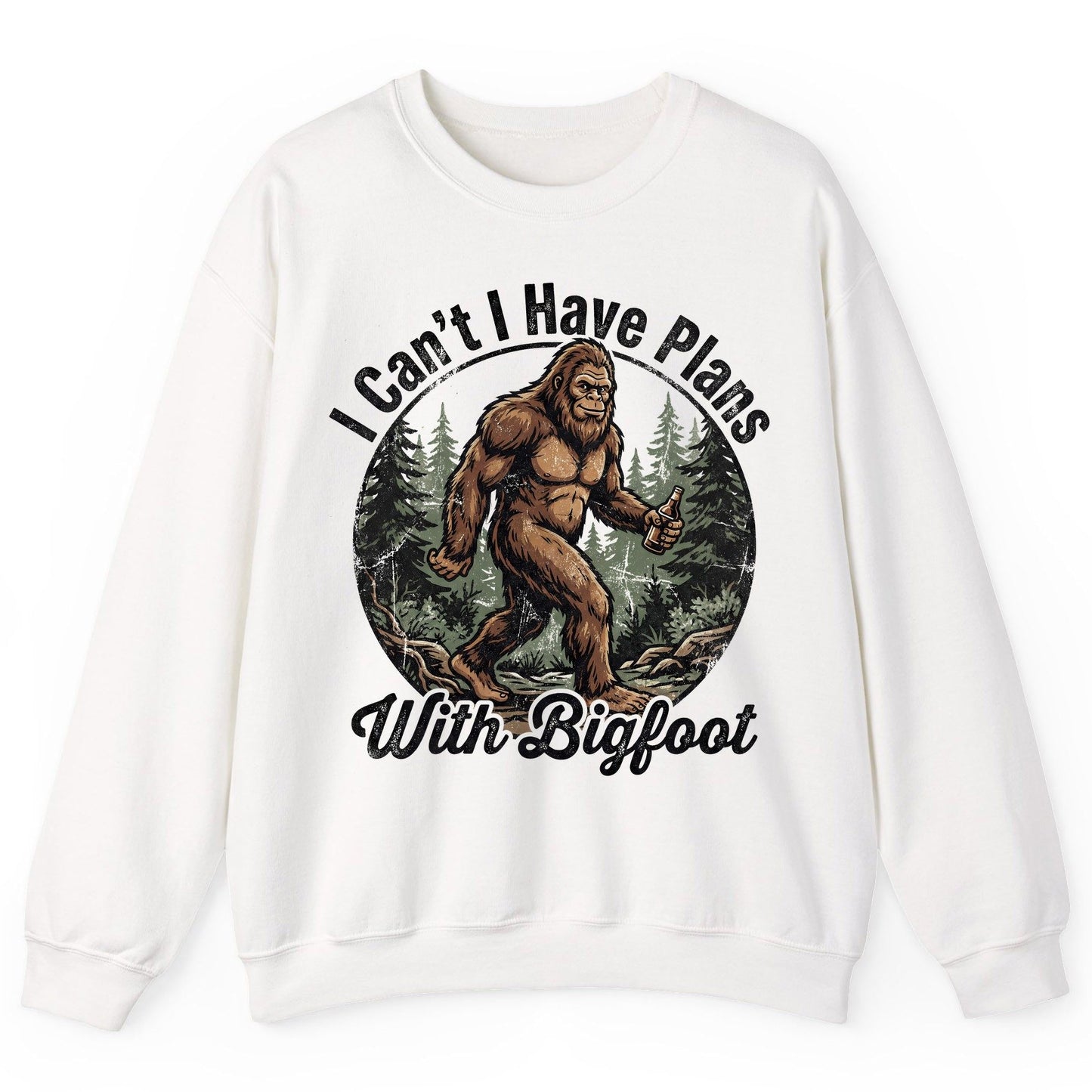 I Can't I Have Plans with Bigfoot bigfoot Sweatshirt White product mockup