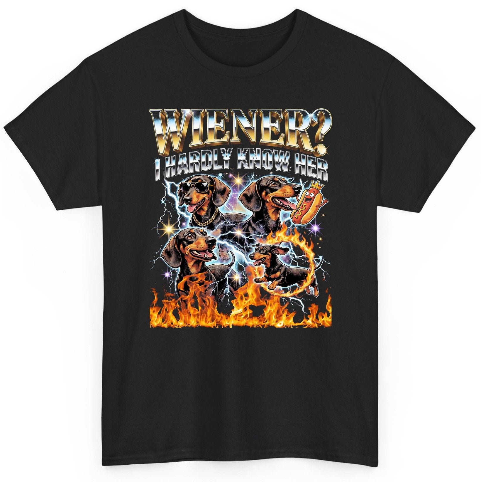 Wiener I Hardly Know Her dachshund T-Shirt Black product mockup