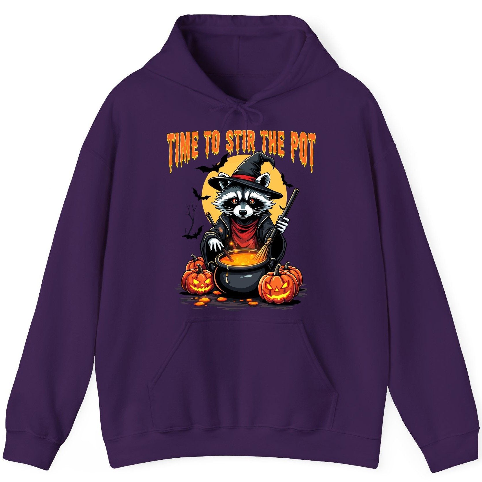 Time to Stir the Pot Halloween raccoon Hoodie Purple product mockup