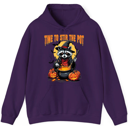 Time to Stir the Pot Halloween raccoon Hoodie Purple product mockup
