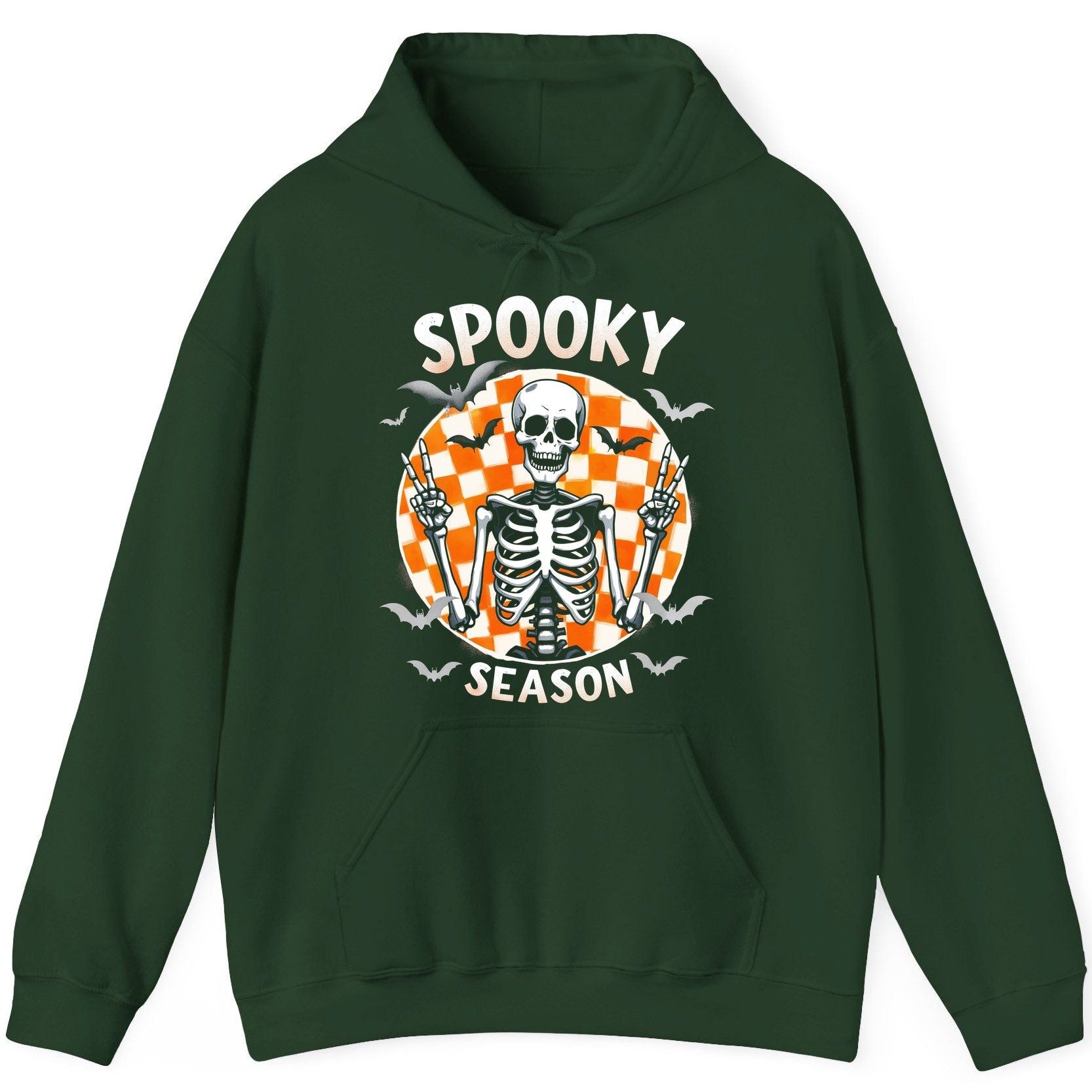 Spooky Season Halloween skeleton Hoodie Forest Green product mockup