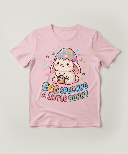 Egg Specting A Little Bunny Cute Easter Pregnancy Announcement T-Shirt - Light Pink