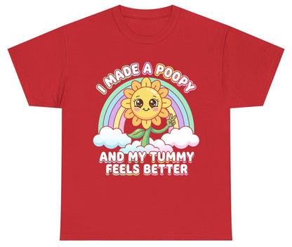 I Made a Poopy and My Tummy Feels Better kawaii sunflower Youth T-Shirt Red product mockup