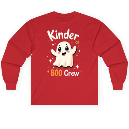 Kinder Boo Crew cute ghost Long Sleeve Tee Red product mockup