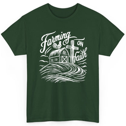 Farming on Faith christian farming T-Shirt Forest Green product mockup