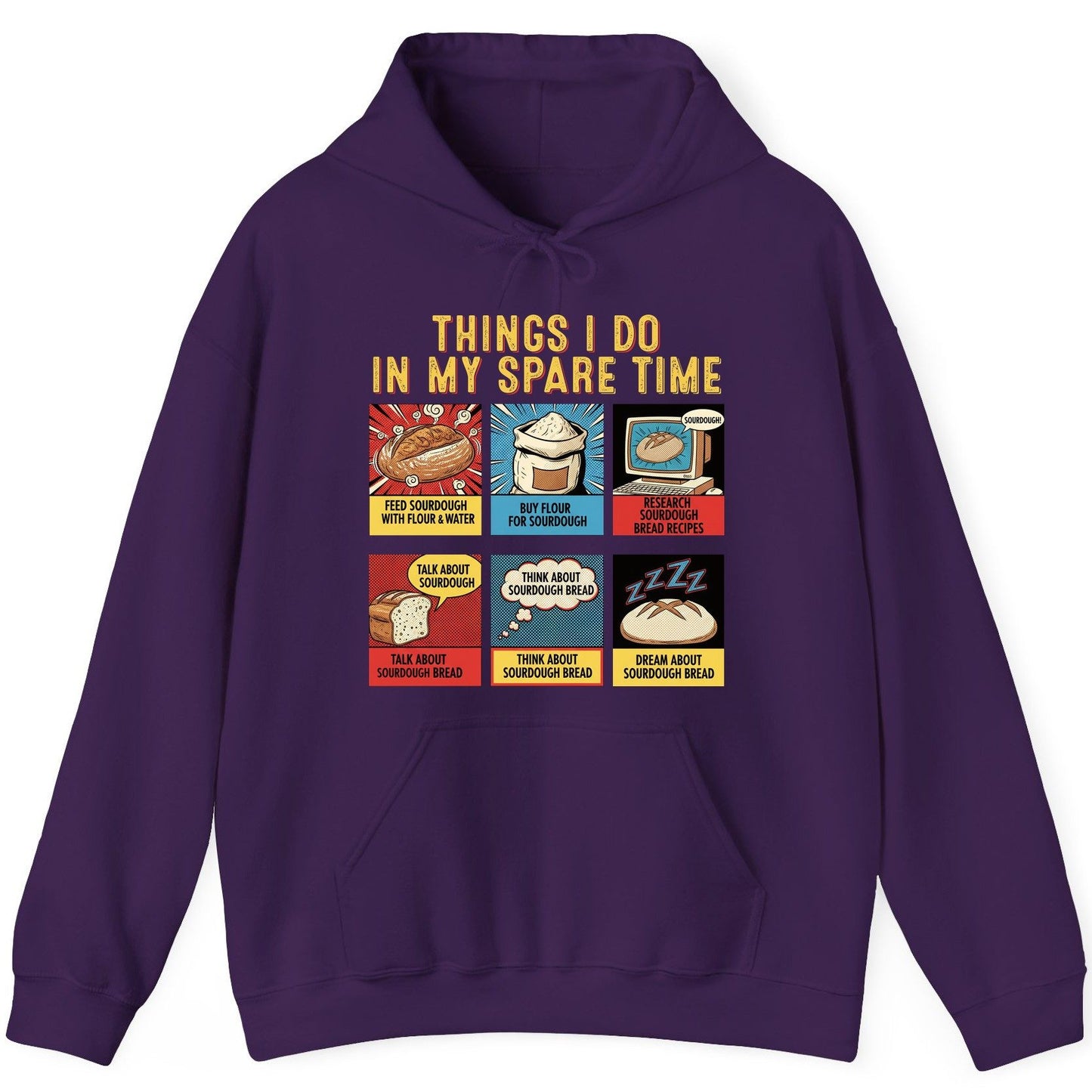 Things I Do in My Spare Time sourdough bread baking Hoodie Purple product mockup
