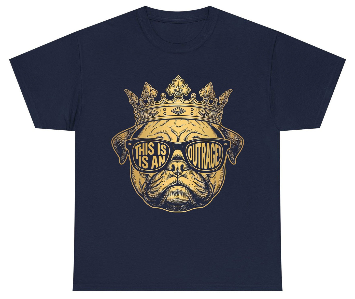 This Is An Outrage! Pug Youth T-Shirt Navy product mockup
