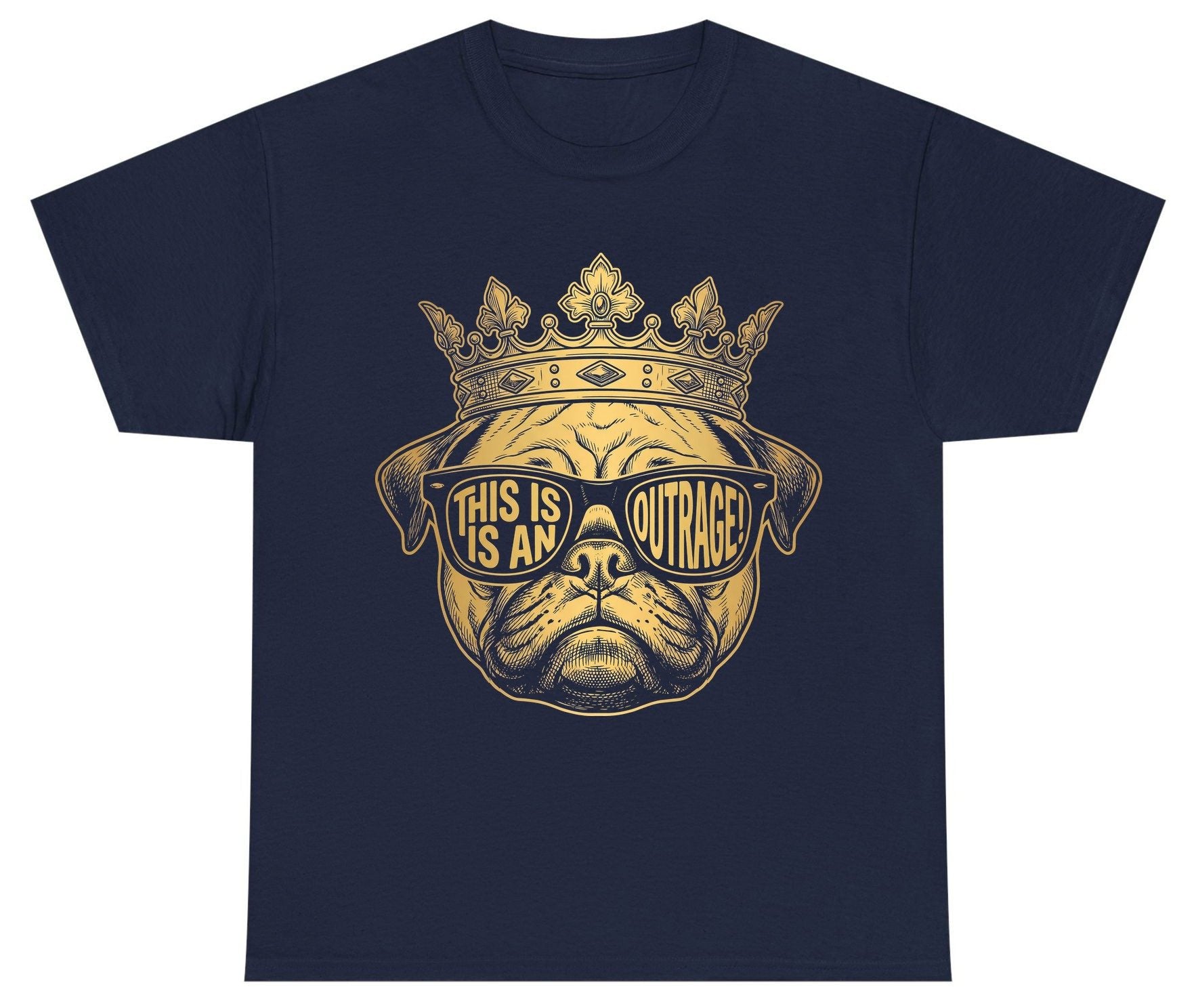This Is An Outrage! Pug Youth T-Shirt Navy product mockup