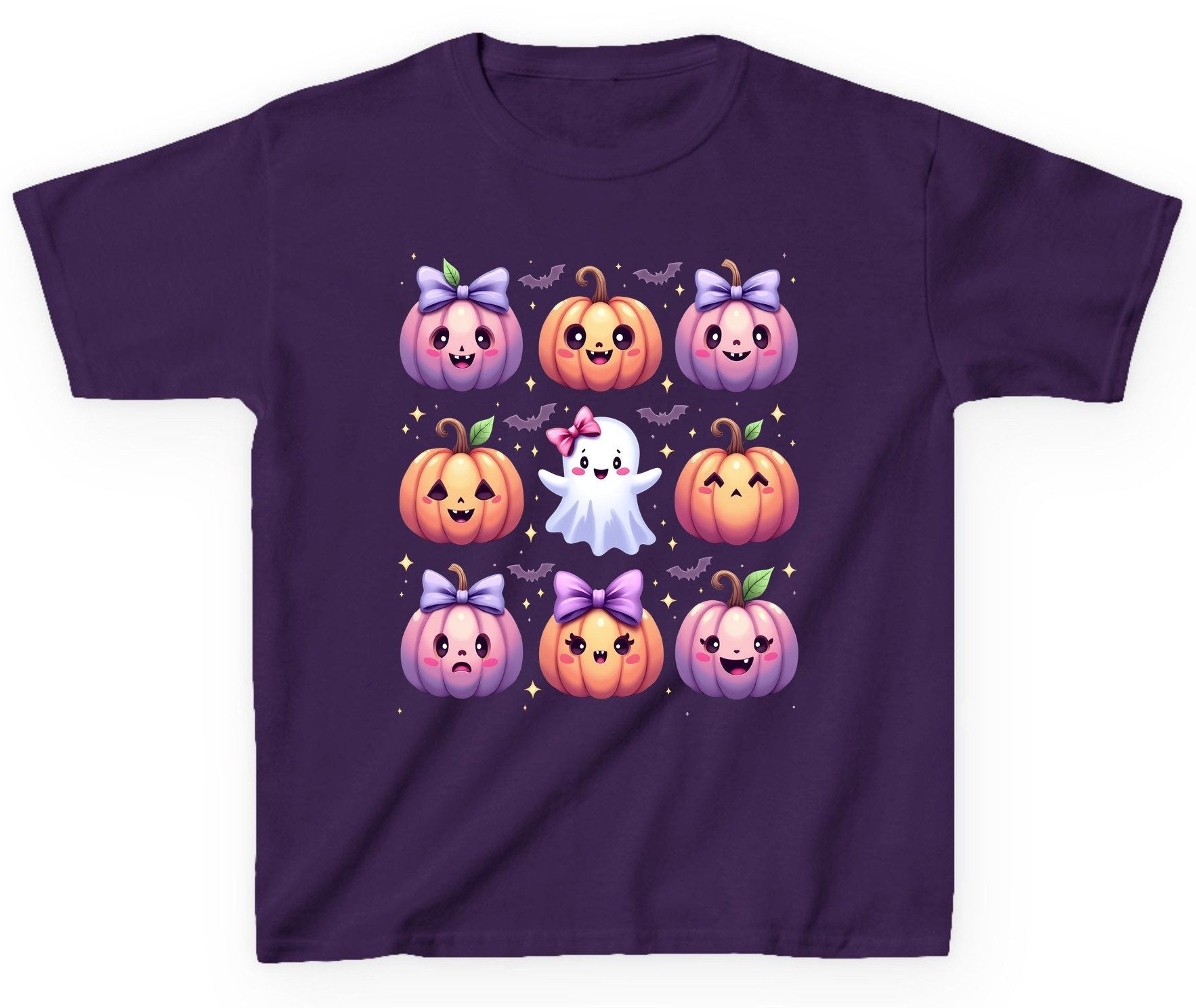 Kawaii Halloween Pumpkins kawaii Halloween Youth T-Shirt Purple product mockup