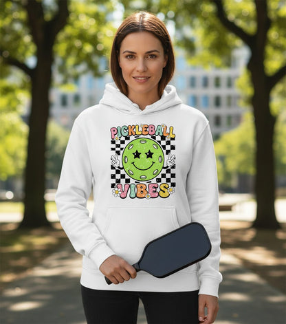 Pickleball Vibes pickleball Hoodie White lifestyle mockup
