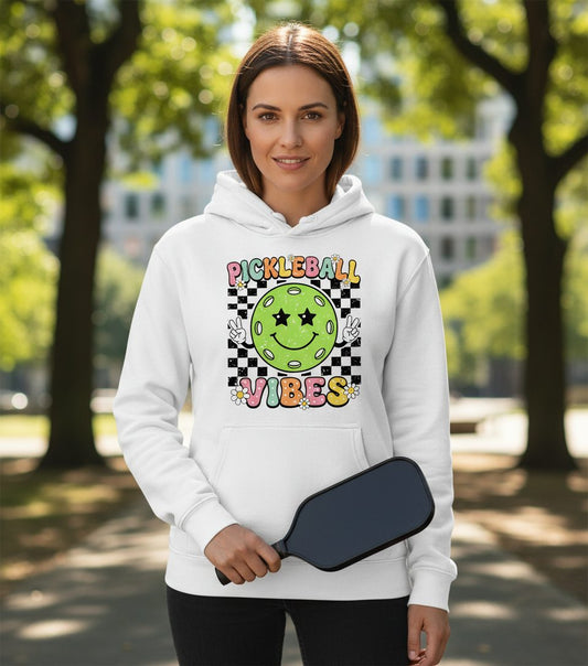 Pickleball Vibes pickleball Hoodie White lifestyle mockup