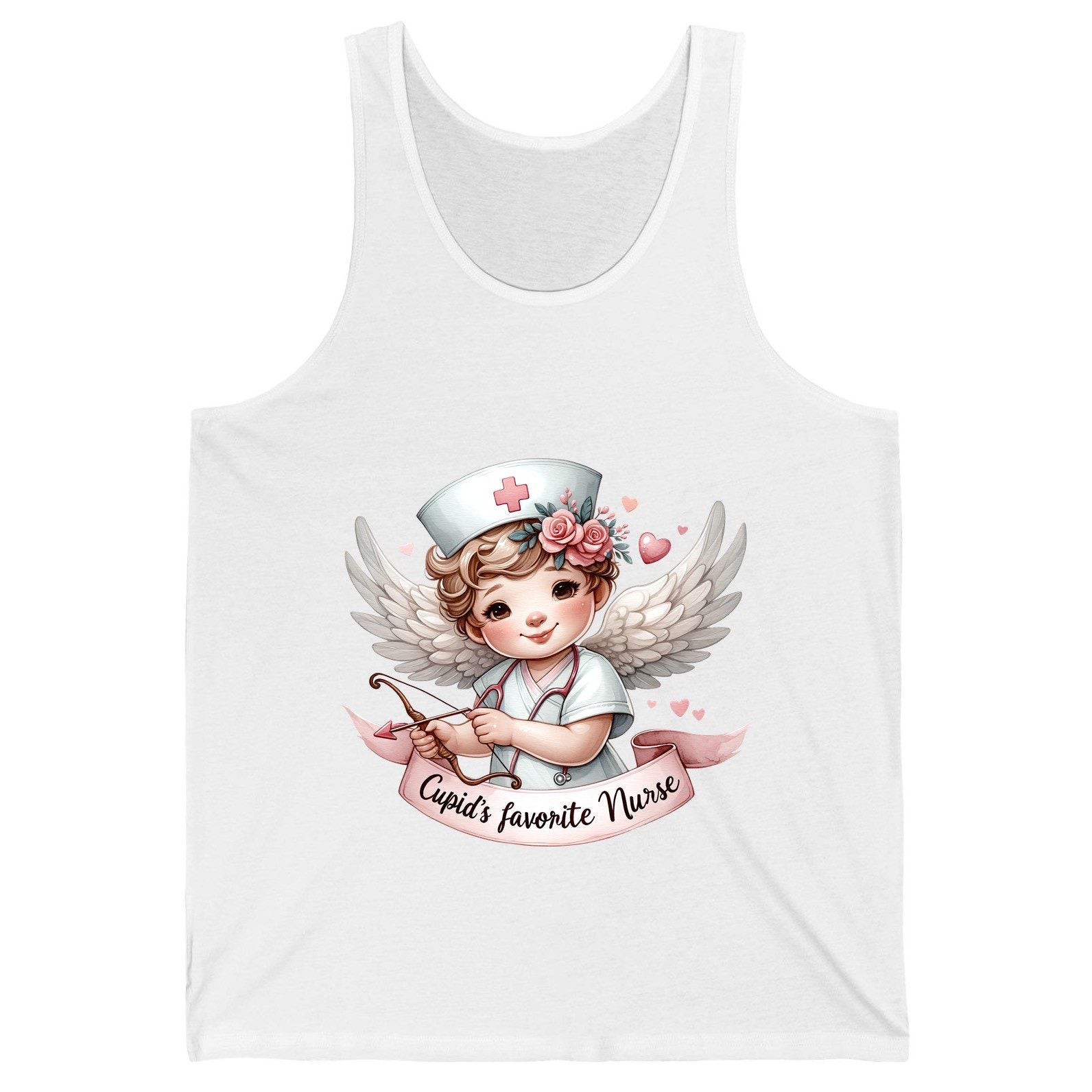Cupid's Favorite Nurse cupid nurse Tank Top White product mockup