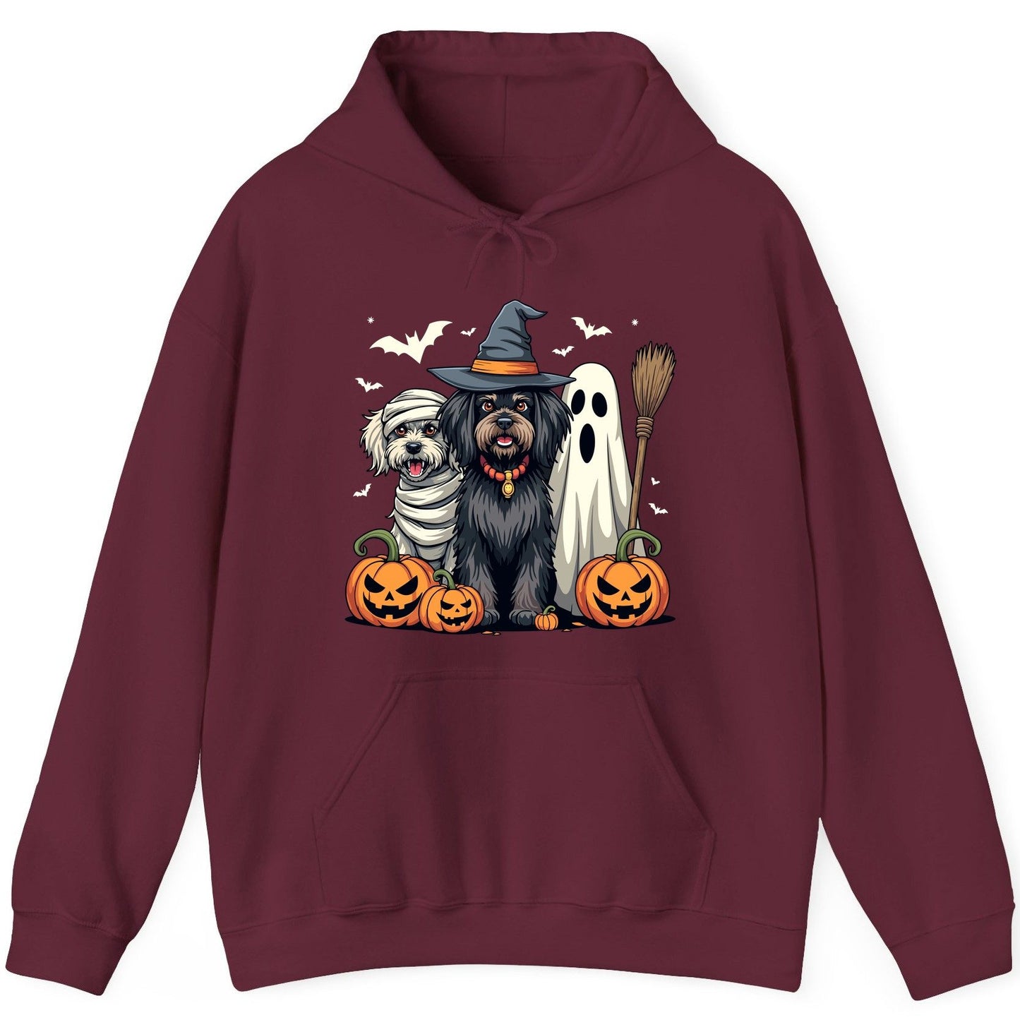Halloween Dogs in Costumes Halloween dogs Hoodie Maroon product mockup