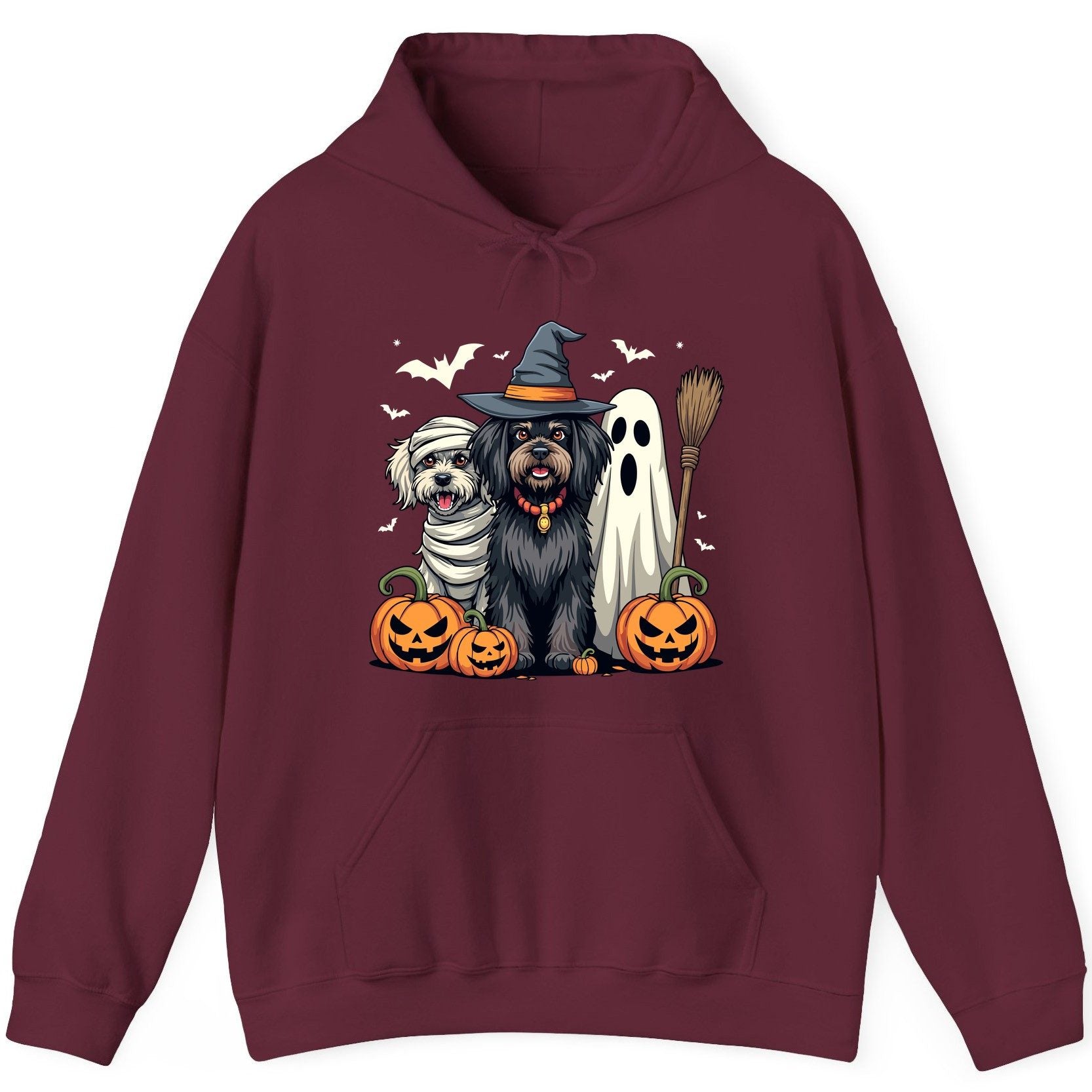 Halloween Dogs in Costumes Halloween dogs Hoodie Maroon product mockup