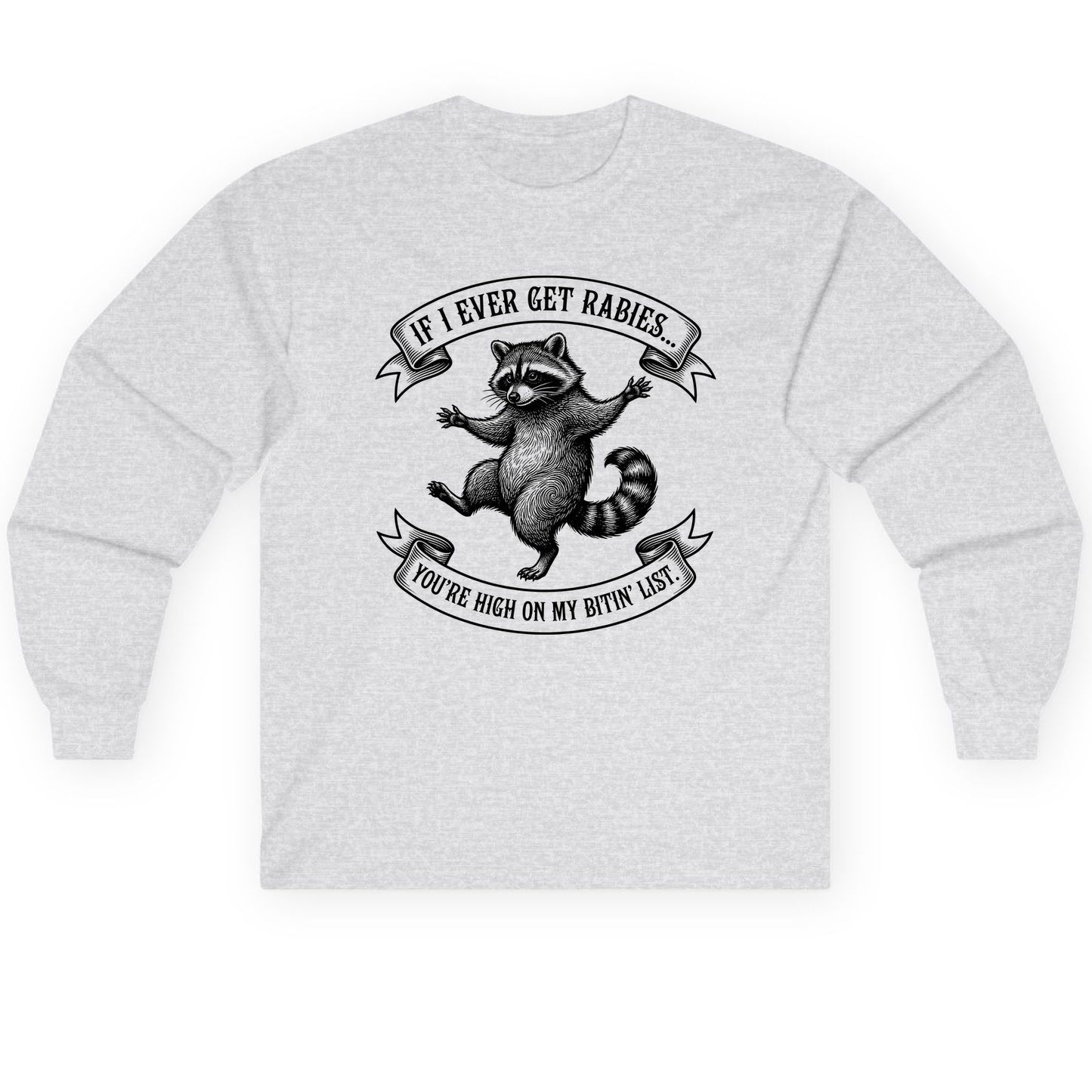 Subtle Raccoon Sketch raccoon Long Sleeve Tee Ash product mockup