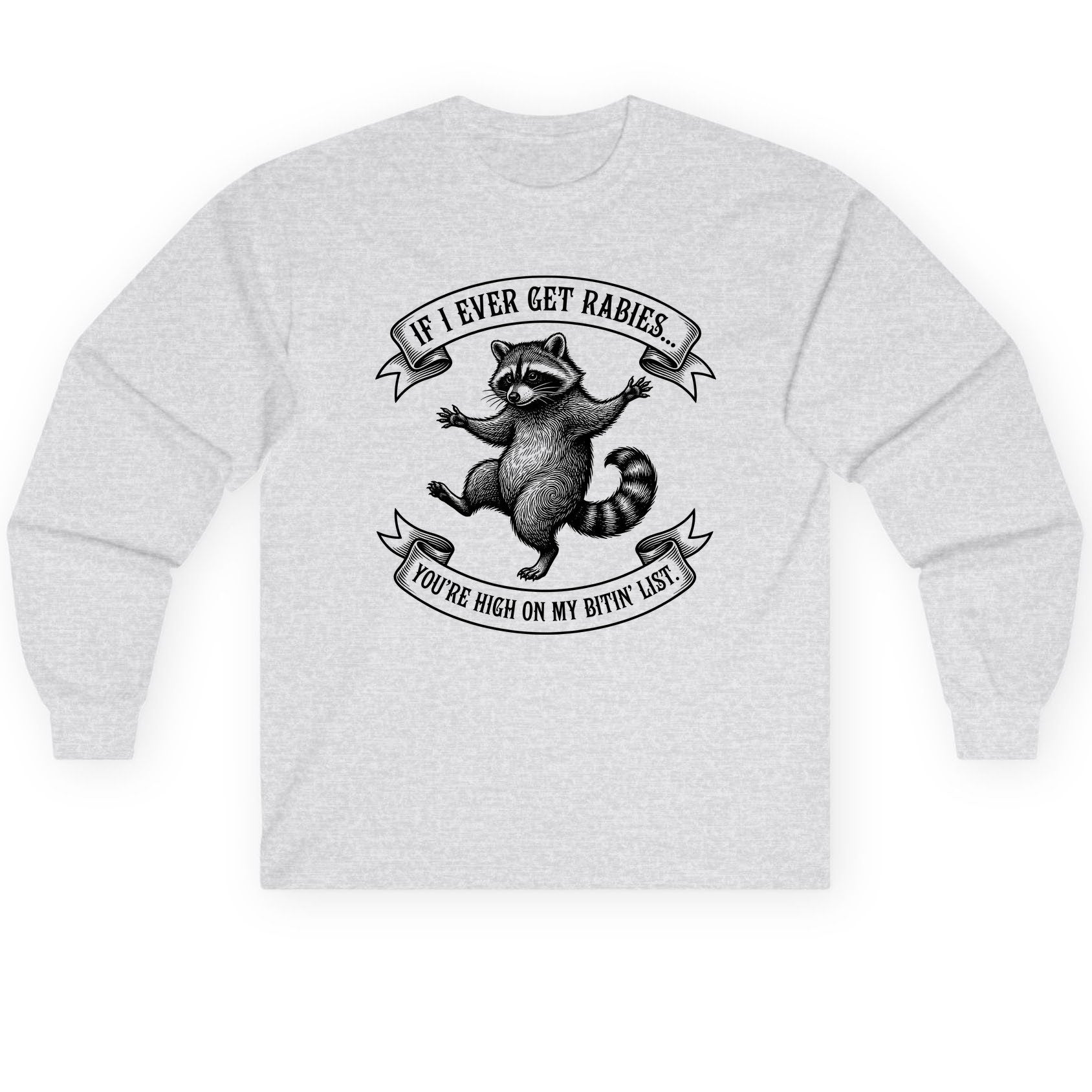 Subtle Raccoon Sketch raccoon Long Sleeve Tee Ash product mockup