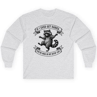 Subtle Raccoon Sketch raccoon Long Sleeve Tee Ash product mockup
