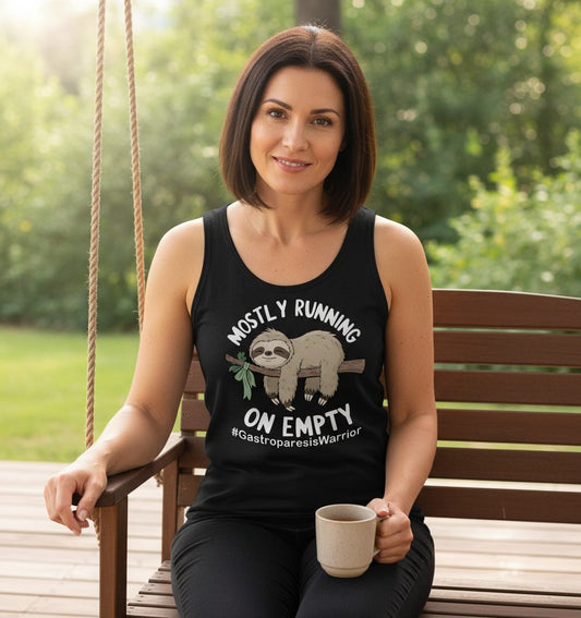 Mostly Running on Empty Gastroparesiswarrior gastroparesis awareness Tank Top Black lifestyle mockup