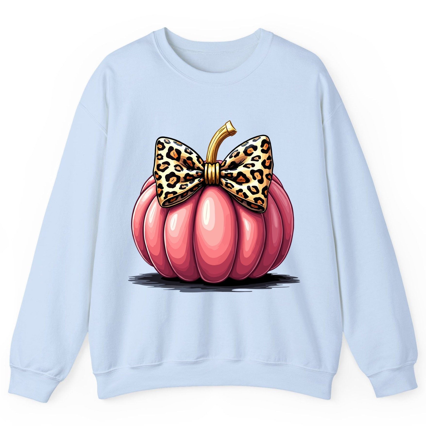 Pink Leopard Pumpkin pink pumpkin Sweatshirt Light Blue product mockup