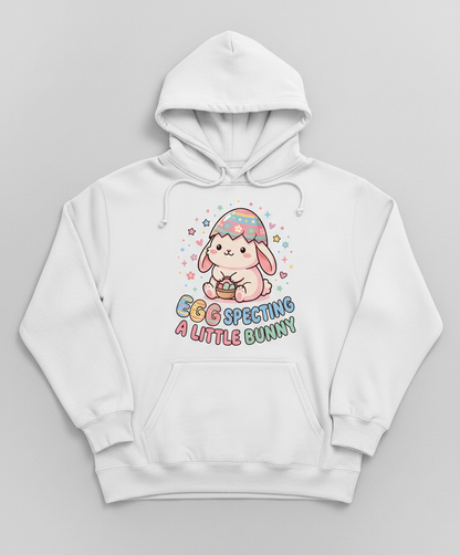 Egg Specting A Little Bunny Cute Easter Pregnancy Announcement Hoodie - White
