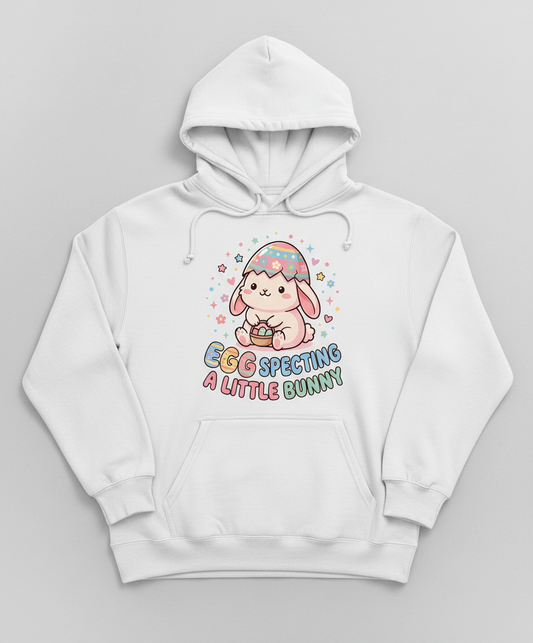 Egg Specting A Little Bunny Cute Easter Pregnancy Announcement Hoodie - White
