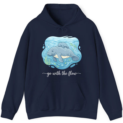 Go with the Flow Manatee Hoodie - product mockup - Navy