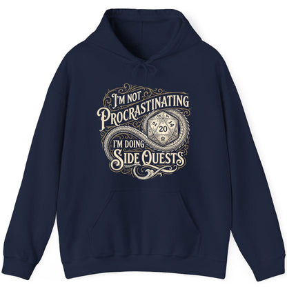 I'm Not Procrastinating I'm Doing Side Quests rpg gaming Hoodie Navy product mockup