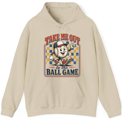 Take Me Out to the Ball Game Retro Baseball Hoodie - product mockup - Sand