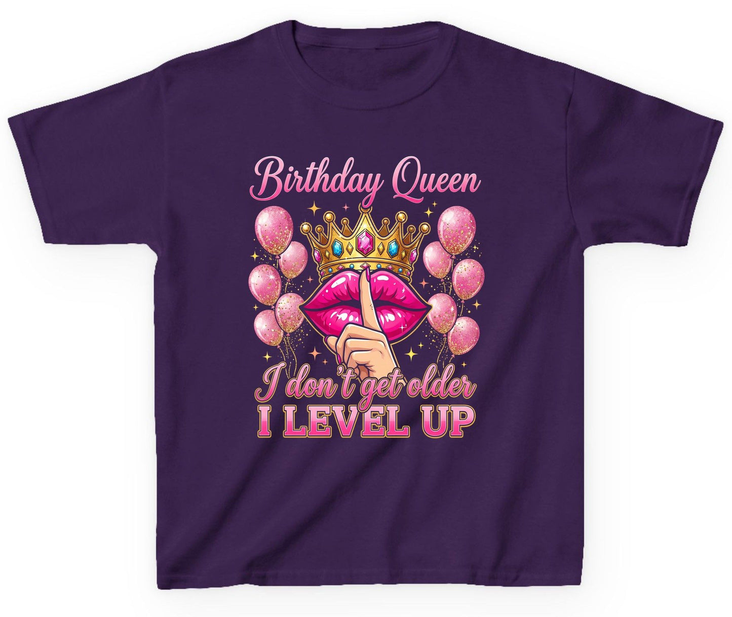 Birthday Queen I Don't Get Older I Level Up birthday queen Youth T-Shirt Purple product mockup