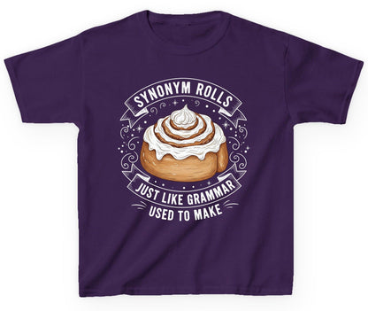 Synonym Rolls Just Like Grammar Used to Make grammar pun Youth T-Shirt Purple product mockup