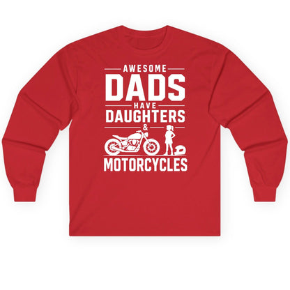 Awesome Dads Have Daughters & Motorcycles motorcycle dad Long Sleeve Tee Red product mockup