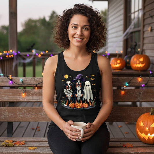 Halloween Bernese Mountain Dogs bernese mountain dog Tank Top Black lifestyle mockup