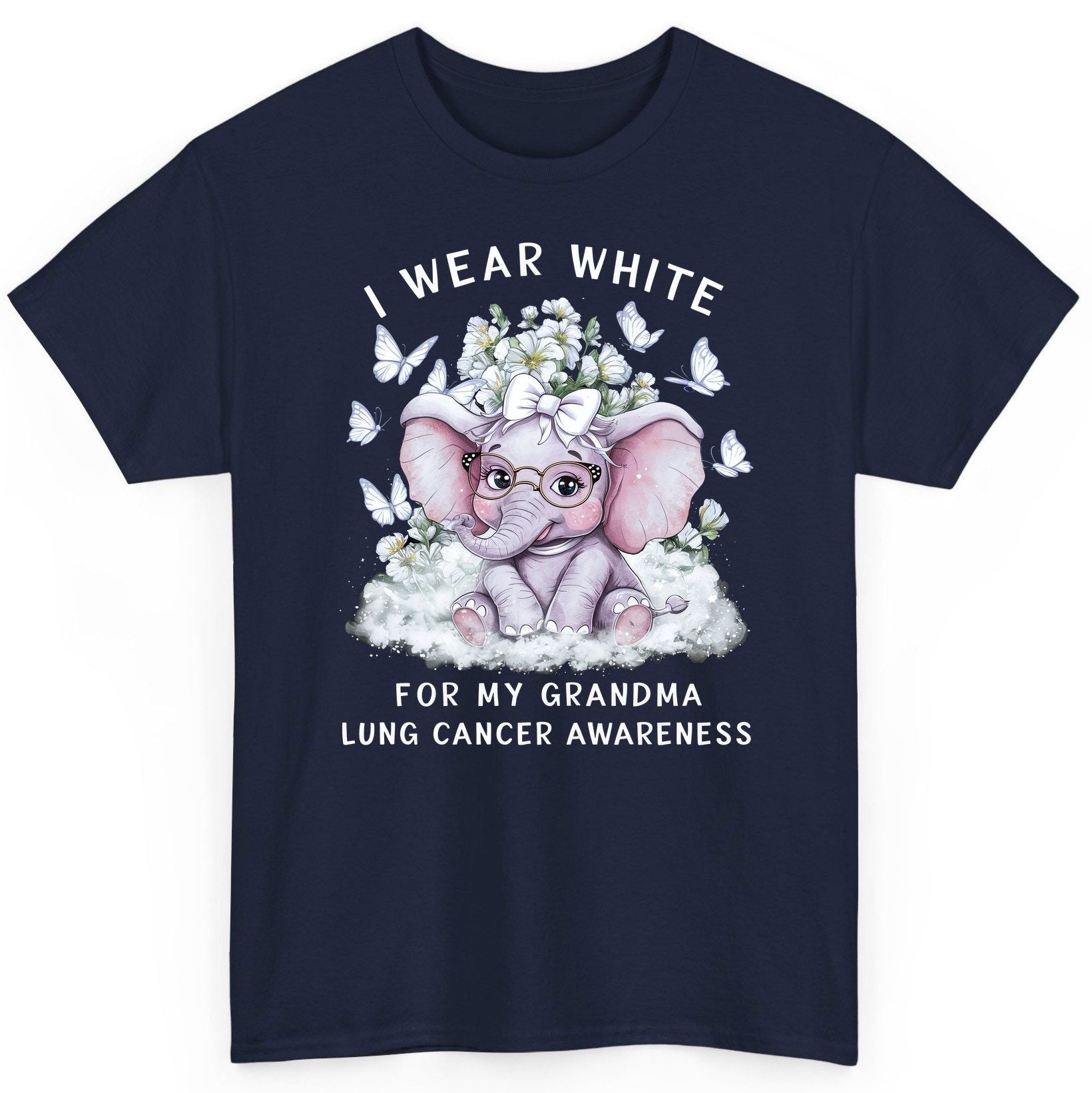 I Wear White for My Grandma Lung Cancer Awareness lung cancer awareness T-Shirt Navy product mockup