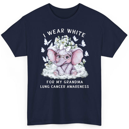 I Wear White for My Grandma Lung Cancer Awareness lung cancer awareness T-Shirt Navy product mockup