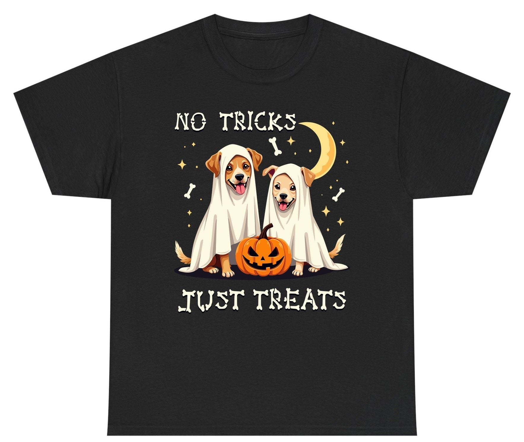 No Tricks Just Treats Halloween dogs Youth T-Shirt Black product mockup