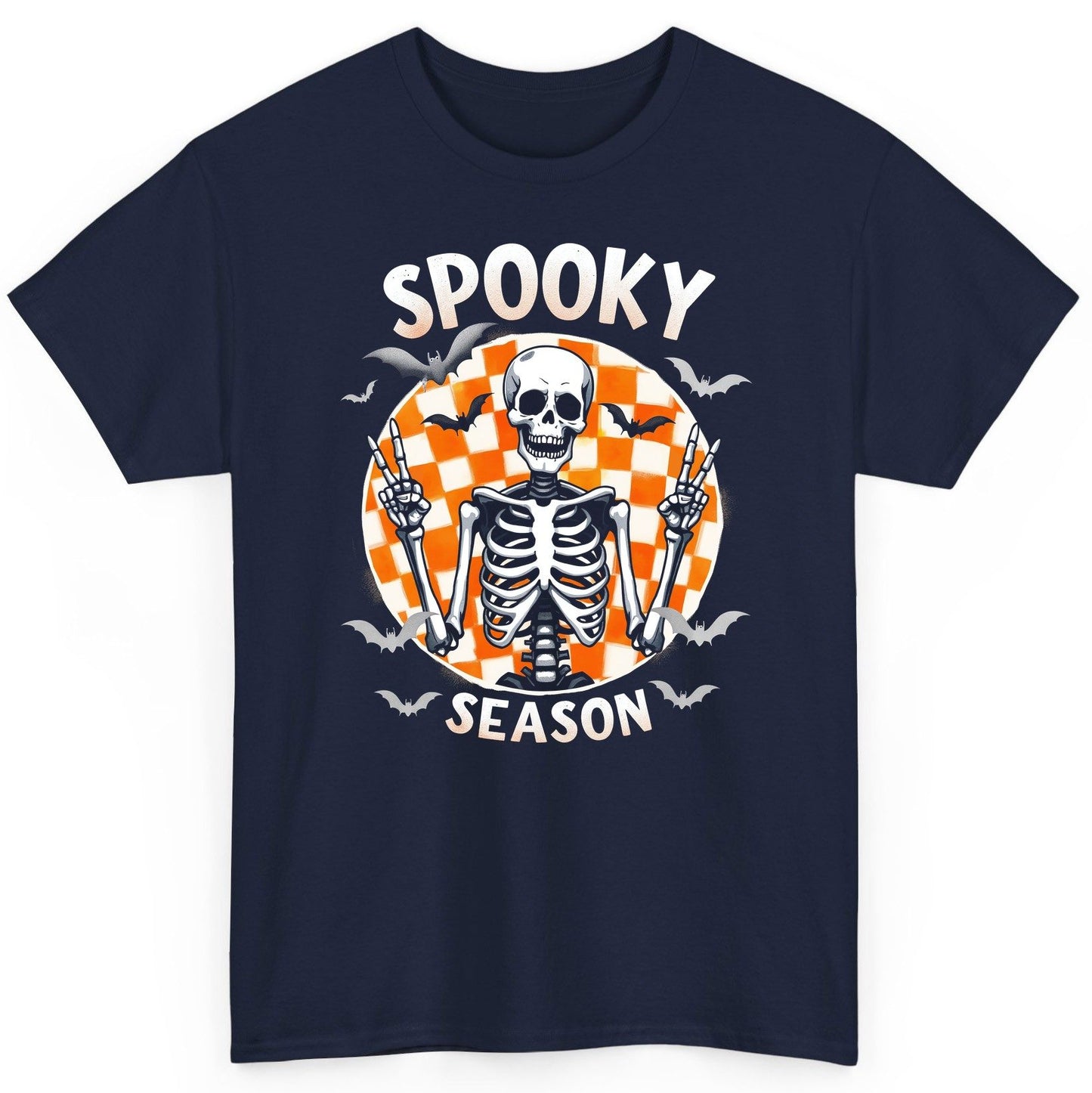 Spooky Season Halloween skeleton T-Shirt Navy product mockup