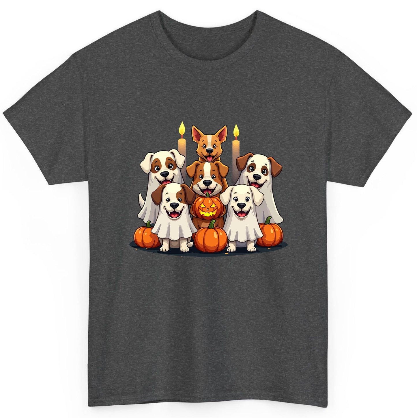 Cute Ghost Dogs Halloween Halloween dogs T-Shirt Dark Heather product mockup