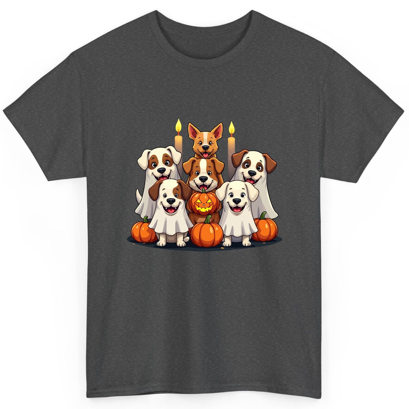 Cute Ghost Dogs Halloween Halloween dogs T-Shirt Dark Heather product mockup
