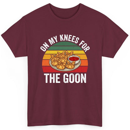 On My Knees for the Goon crab rangoon T-Shirt Maroon product mockup