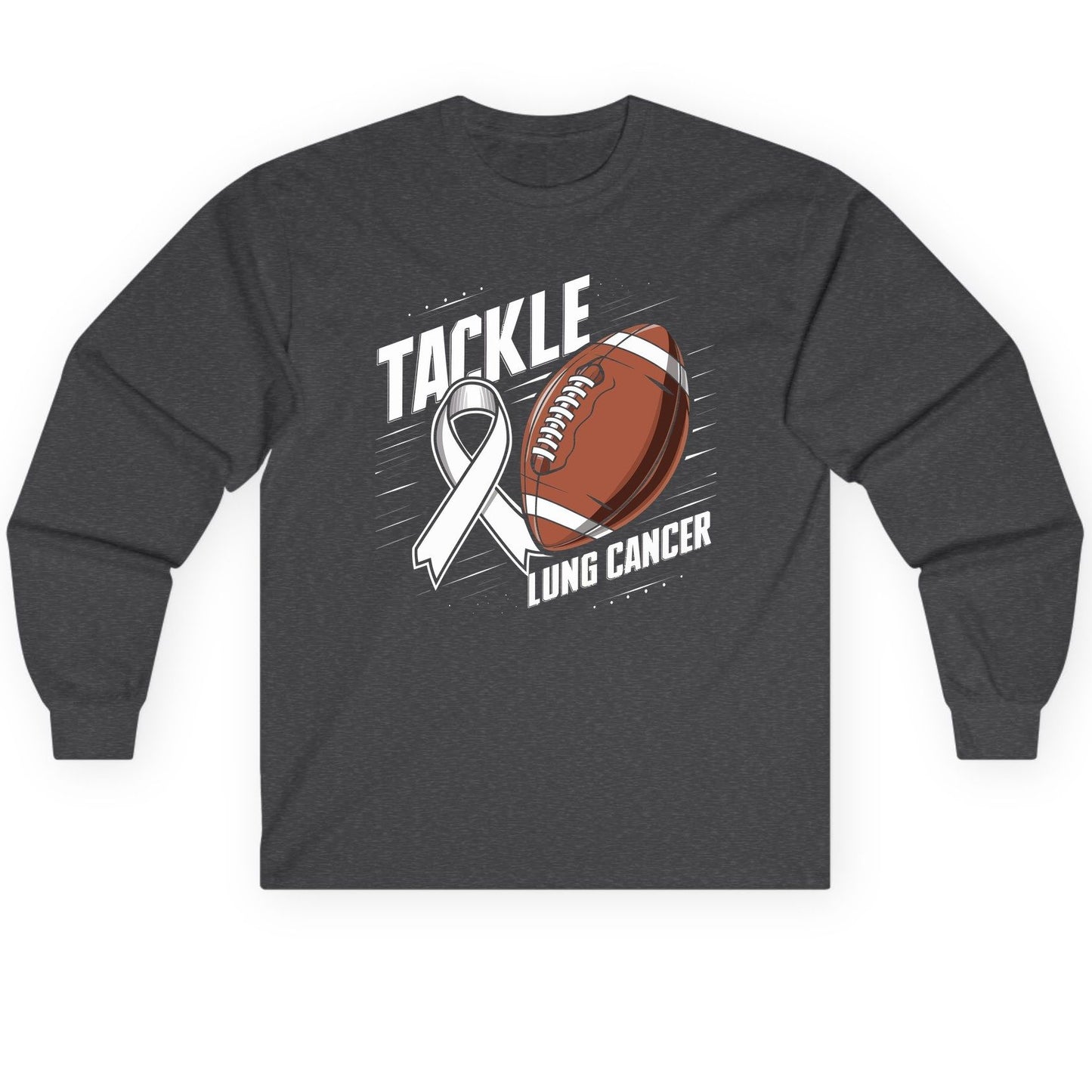 Tackle Lung Cancer lung cancer awareness Long Sleeve Tee Dark Heather product mockup