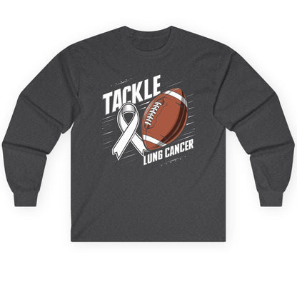 Tackle Lung Cancer lung cancer awareness Long Sleeve Tee Dark Heather product mockup