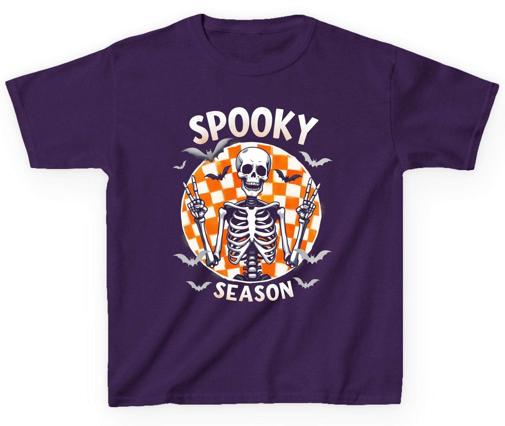 Spooky Season Halloween skeleton Youth T-Shirt Purple product mockup