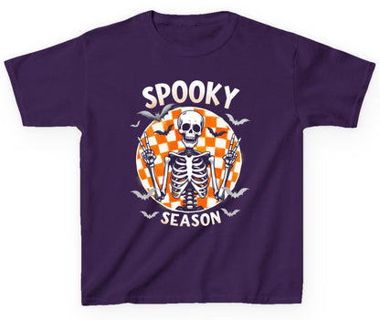 Spooky Season Halloween skeleton Youth T-Shirt Purple product mockup