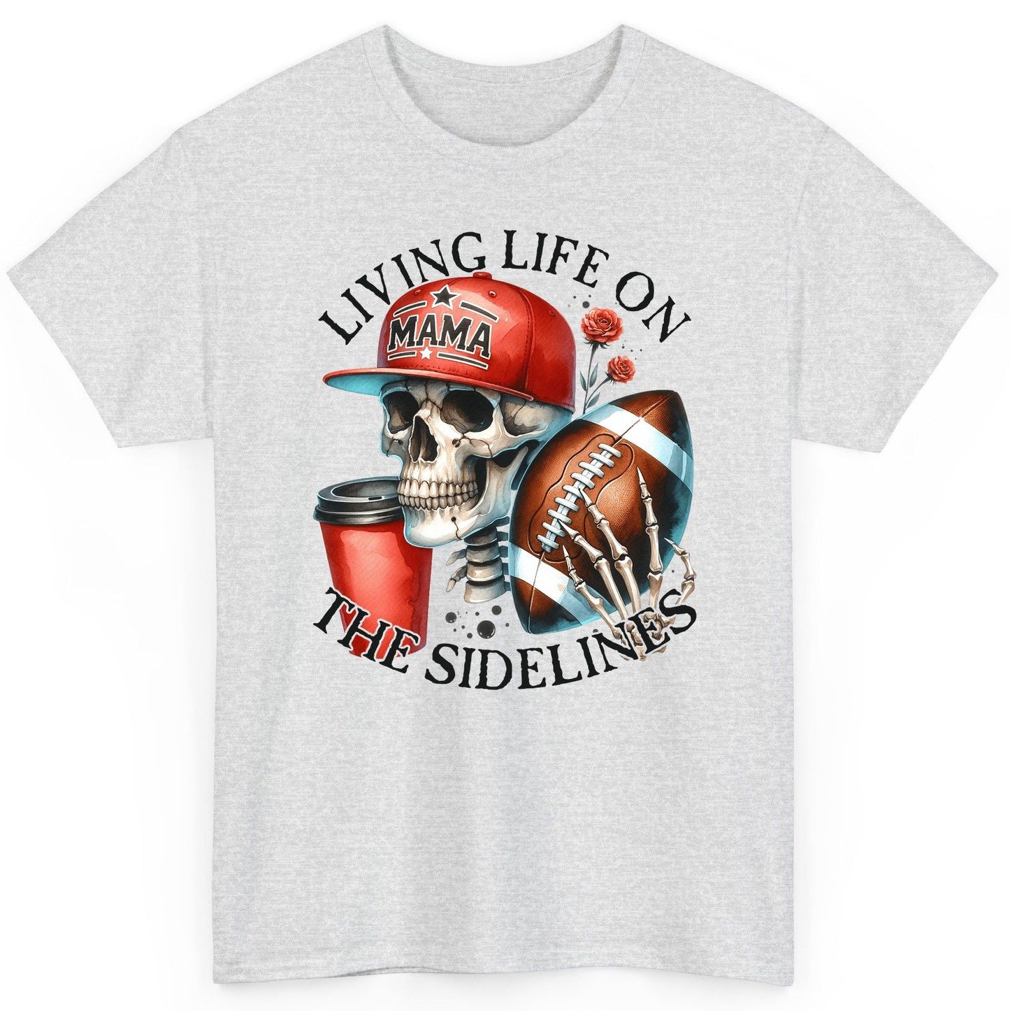 Living Life on the Sidelines football mama T-Shirt Ash product mockup
