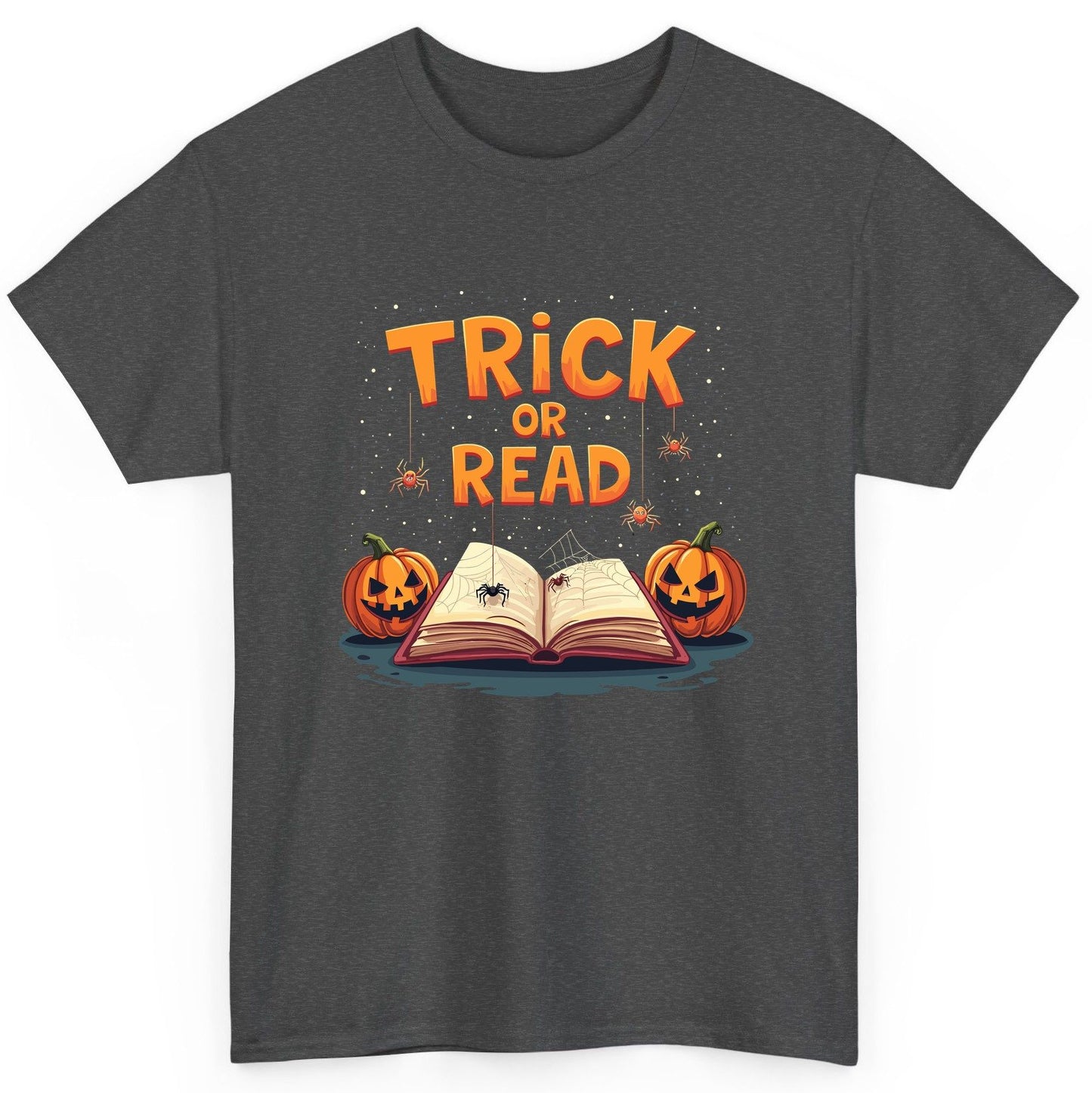 Trick or Read Halloween T-Shirt Dark Heather product mockup