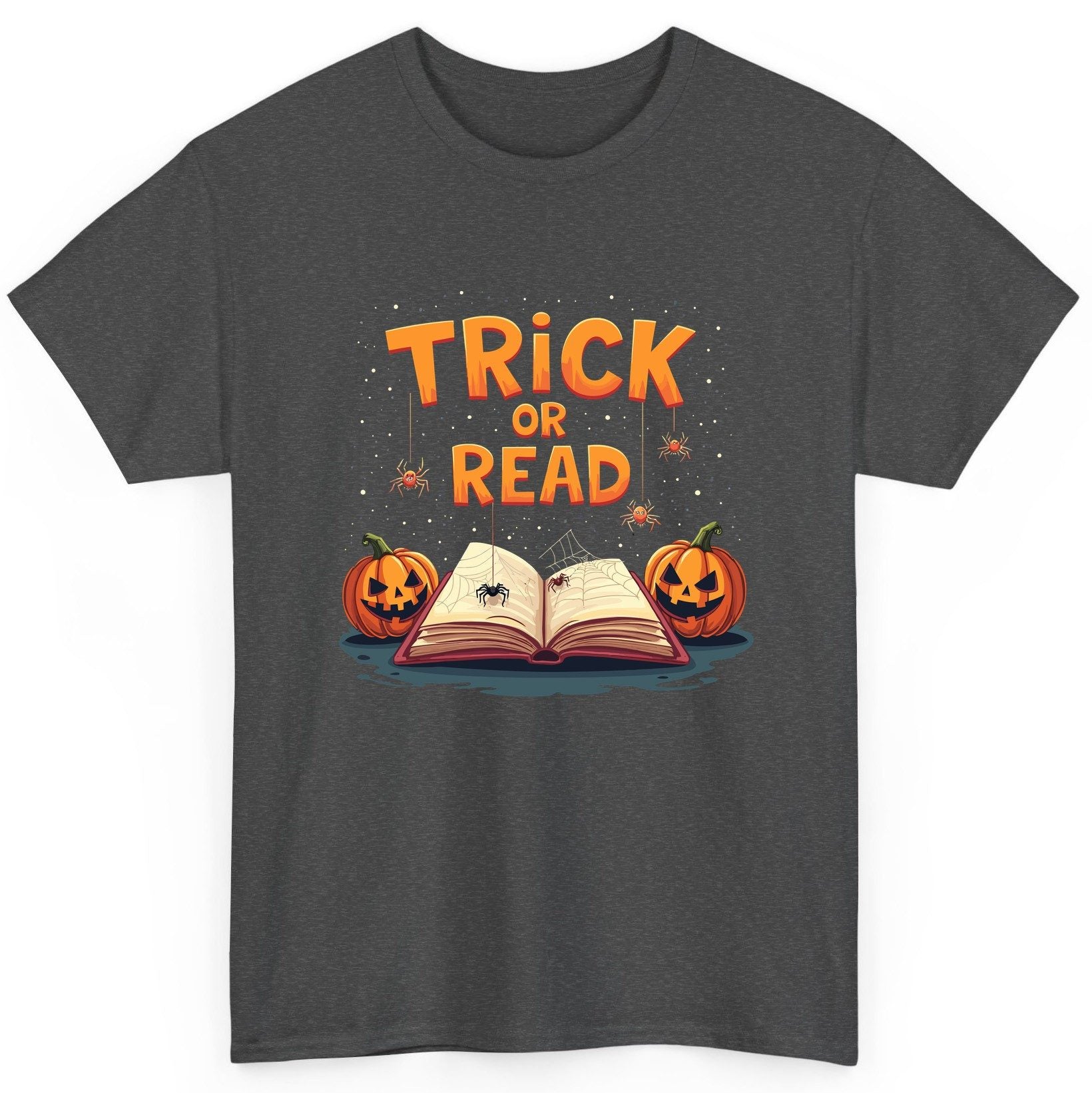 Trick or Read Halloween T-Shirt Dark Heather product mockup