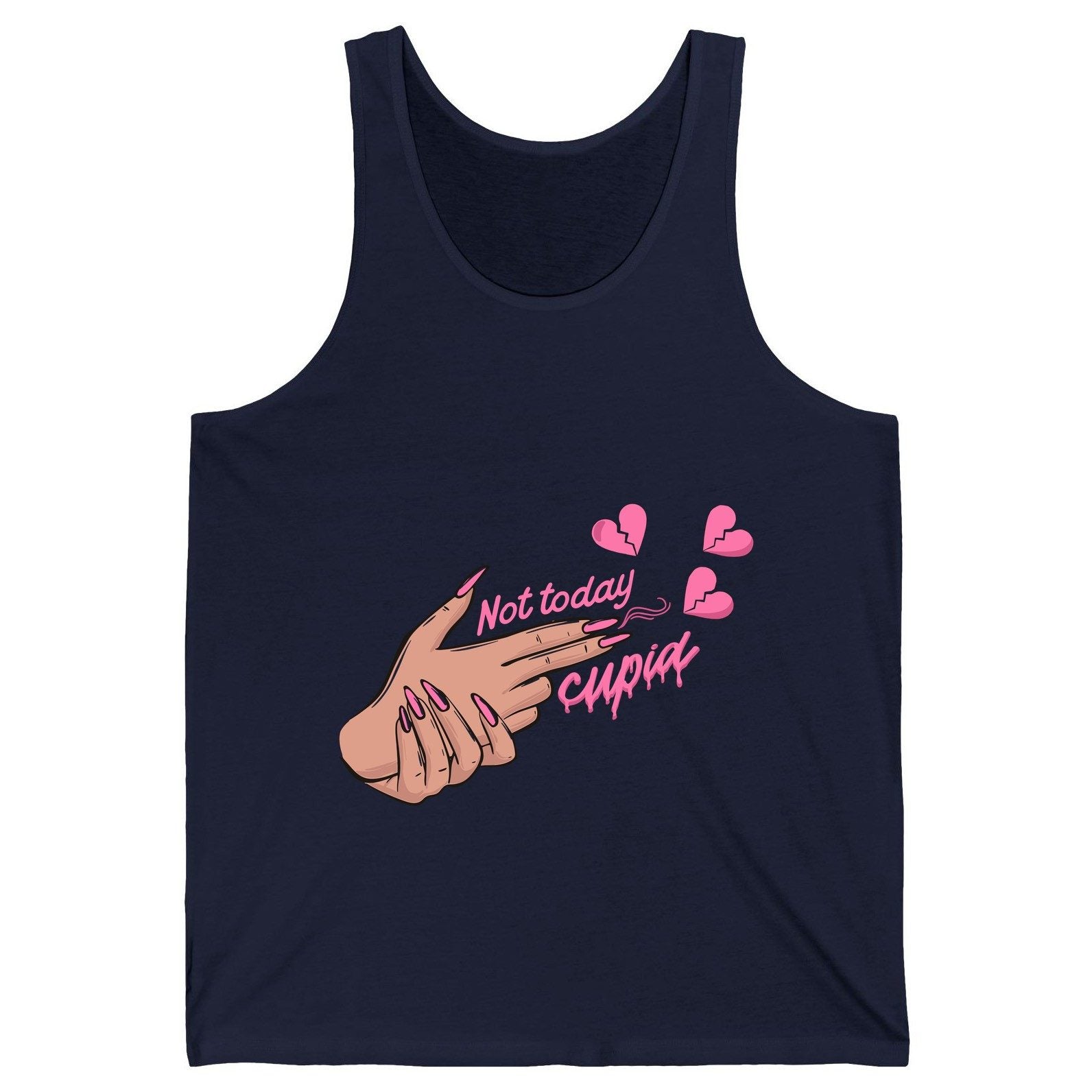 Not Today Cupid anti-Valentine's Day Tank Top Navy product mockup