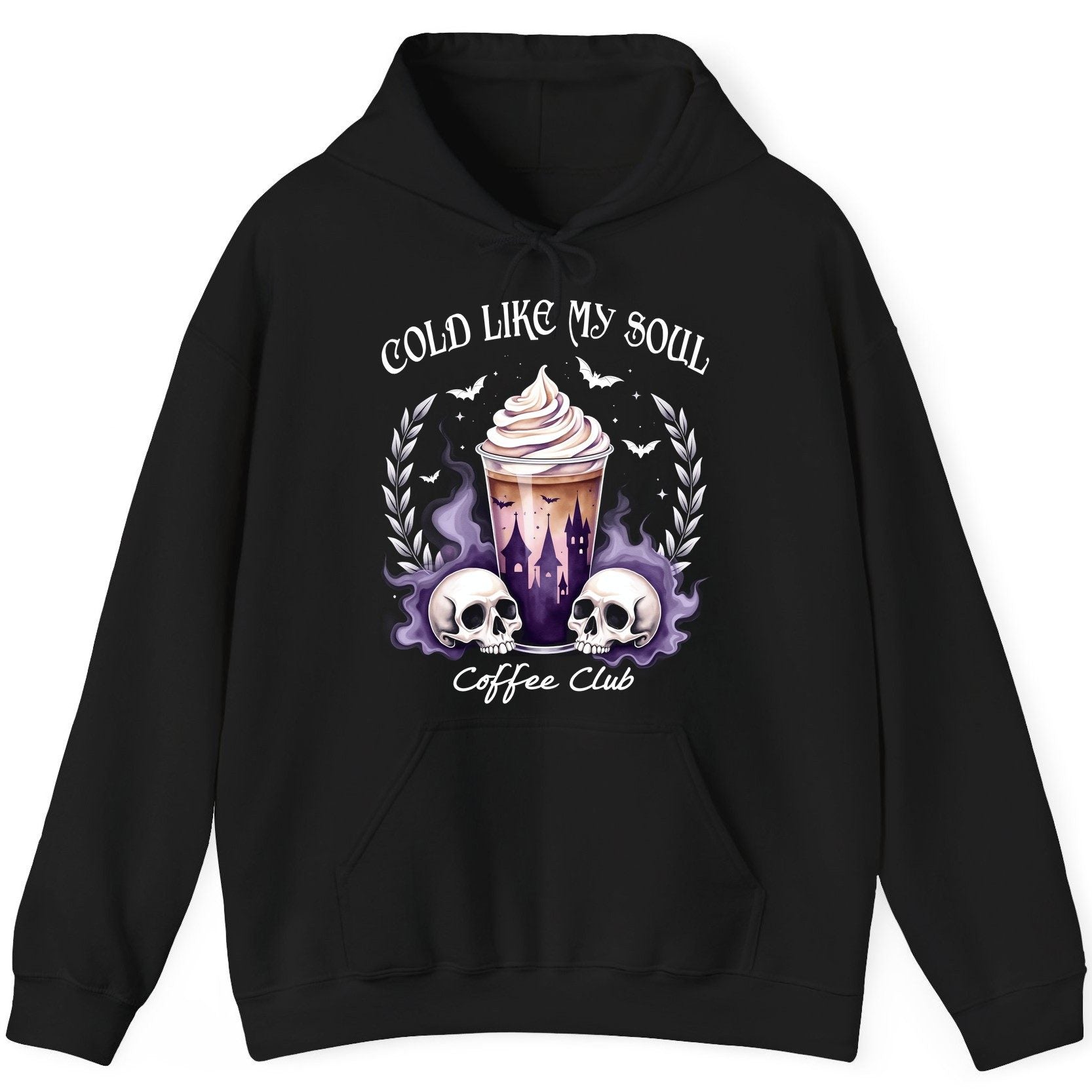 Cold Like My Soul Coffee Club gothic iced coffee Hoodie Black product mockup