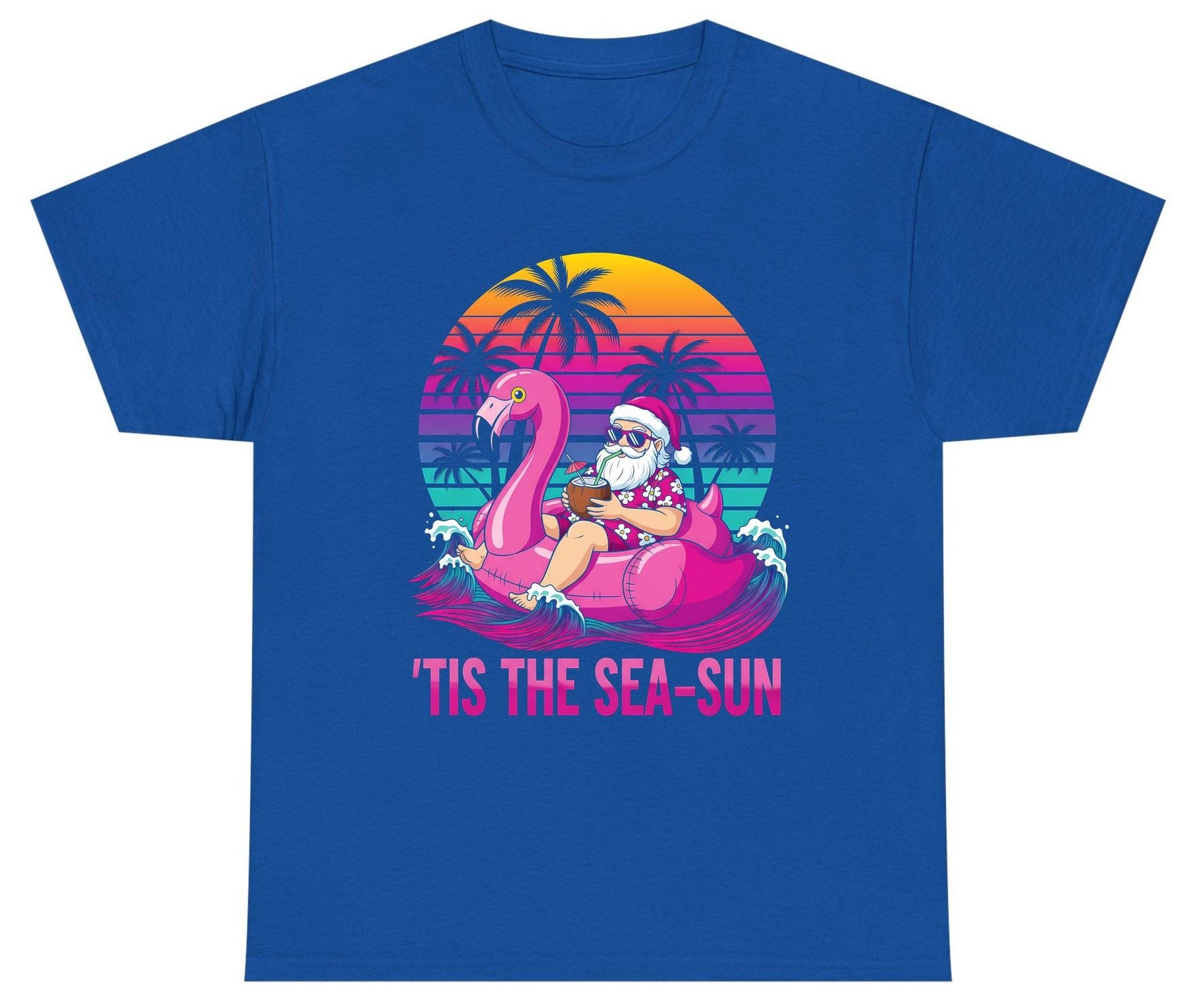 'Tis the Sea-Sun tropical santa claus Youth T-Shirt Royal product mockup