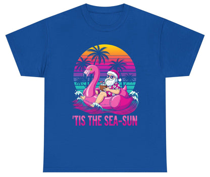 'Tis the Sea-Sun tropical santa claus Youth T-Shirt Royal product mockup